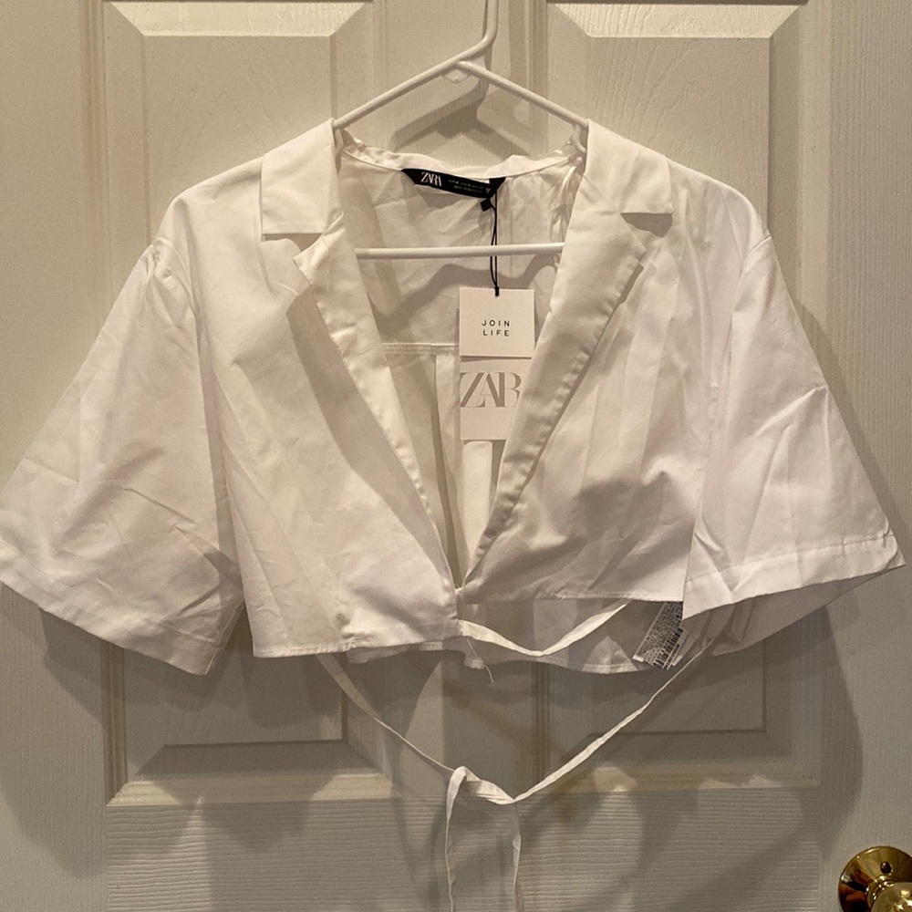 Zara white crop wrap top. US medium